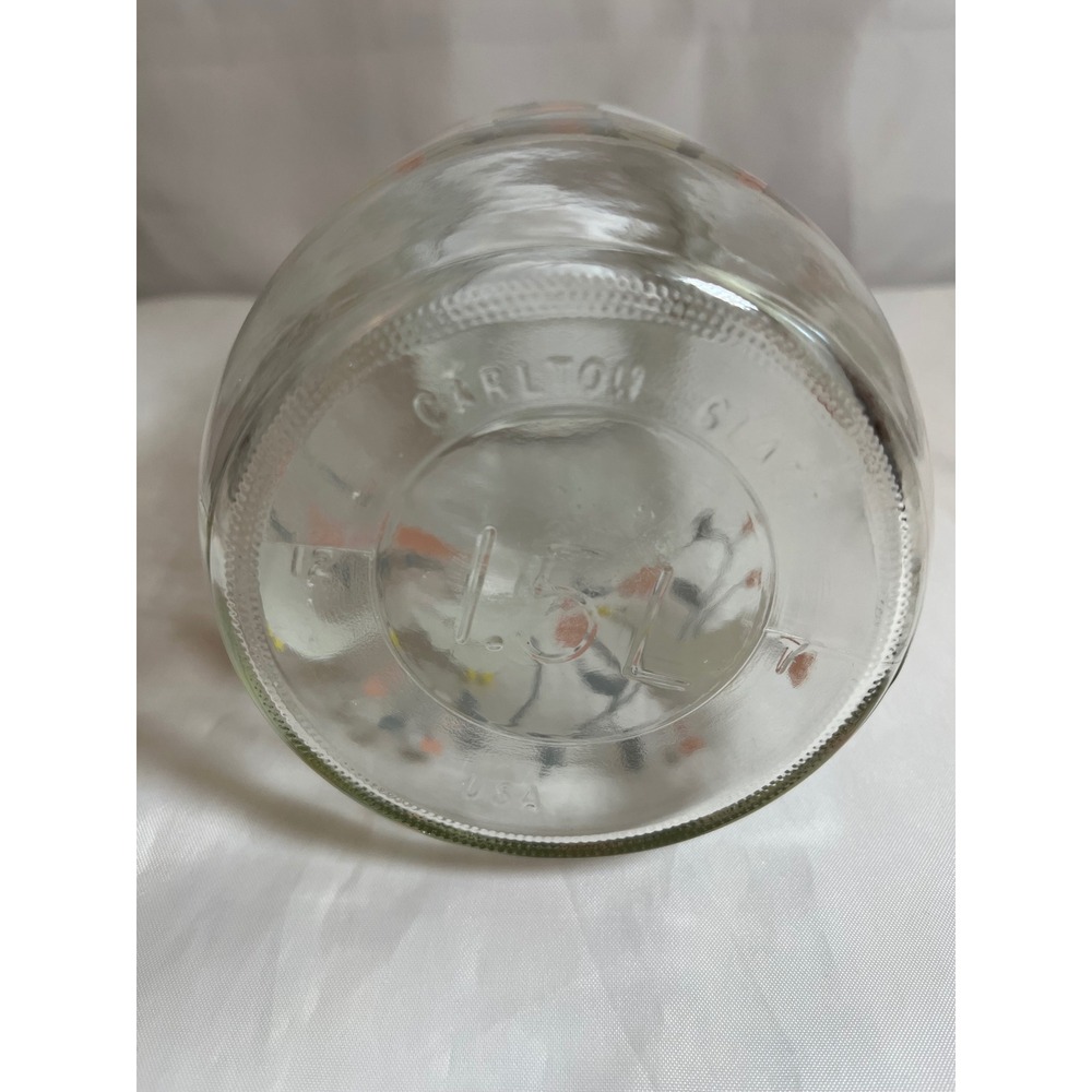 Vintage Carlton Glass 1.5L Juice Carafe Pitcher White Geese Floral Farmhouse USA - Picture 3 of 5